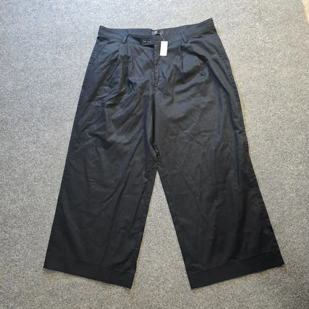 Banana Republic Pants Womens Size 20 Black Linen Blend Wide Leg Pleated Capsule